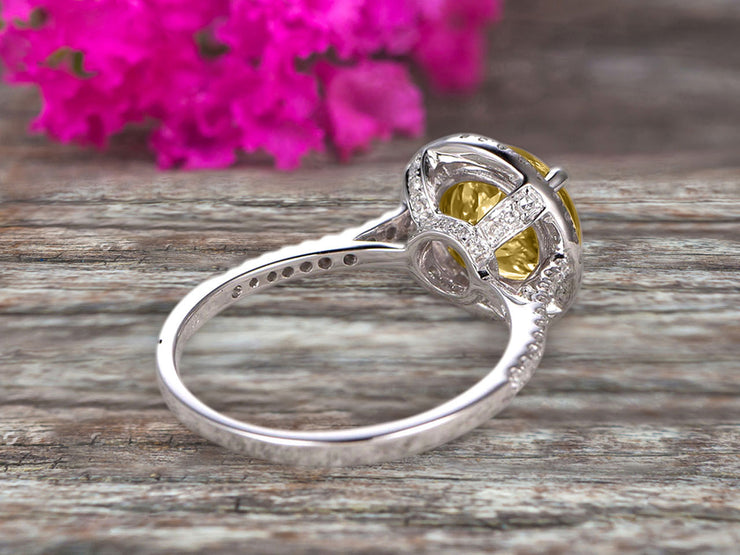 Surprisingly 1.75 Carat Champagne Diamond Moissanite Engagement Ring On 10k White Gold Anniversary Ring With Float Halo Claw Prongs Promise Ring Round Cut Gemstone