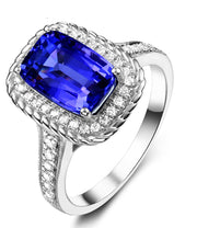 Perfect 2 Carat cushion cut Blue Sapphire and Moissanite Diamond Antique Engagement Ring in White Gold