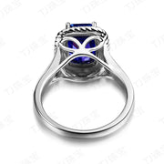 Perfect 2 Carat cushion cut Blue Sapphire and Moissanite Diamond Antique Engagement Ring in White Gold