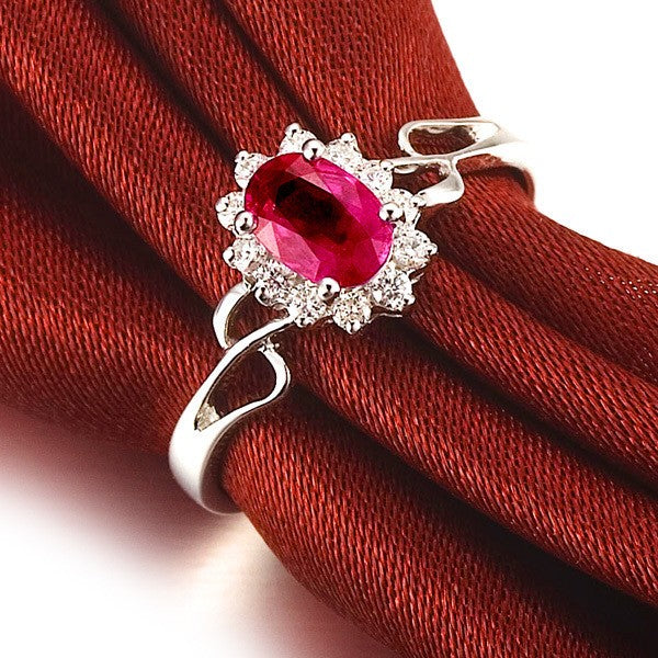 Classic Ruby Engagement Ring on 10k White Gold