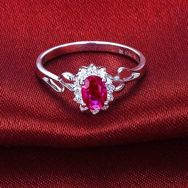 Classic Ruby Engagement Ring on 10k White Gold