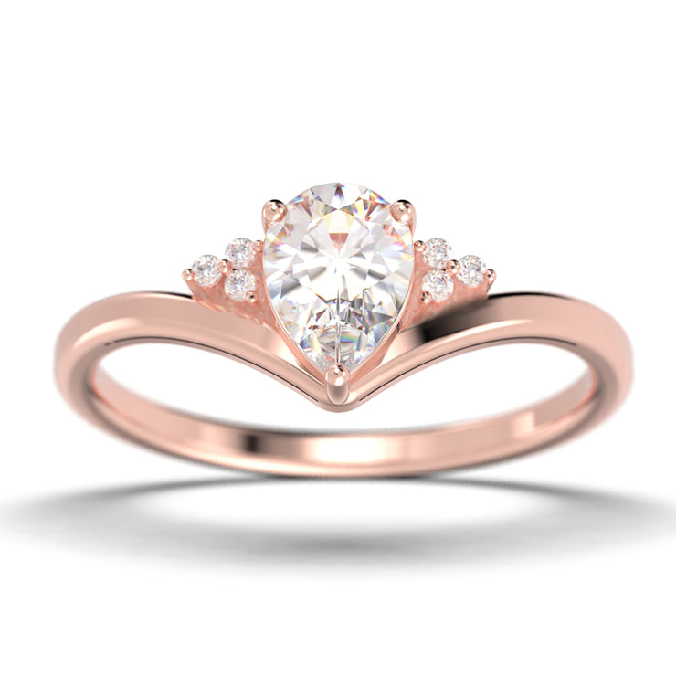 Gorgeous Minimalist 1.25 Carat Pear Cut Diamond Moissanite Unique Engagement Ring, Affordable Wedding Ring In 925 Sterling Silver With 18K Gold Plating Gift For Her Love