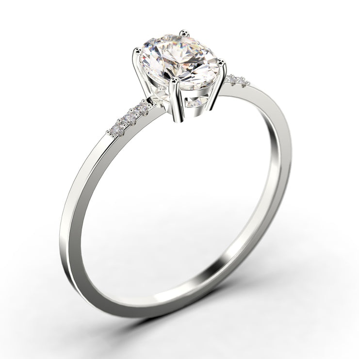 Beautiful Unique Art Deco 1.50 Carat Oval Cut Diamond Moissanite Engagement Ring, Classic Wedding Ring In 925 Sterling Silver With 18K Gold Plating Gift For Her, Girlfriend, Wife, Promise Ring