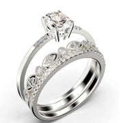 Beautiful Unique Art Deco
 2.50 Carat Oval Cut Diamond Moissanite Engagement Ring, Wedding Ring, Two Matching Band in 925 Sterling Silver With 18k White Gold
 Plating Gift For Her