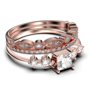 Anniversary Ring Minimalist 1.75 Carat Princess Cut Diamond Moissanite Engagement Ring, Dainty Wedding Ring in 10k/14k/18k Solid Gold, Promise Ring, Trio Set, Matching Band
