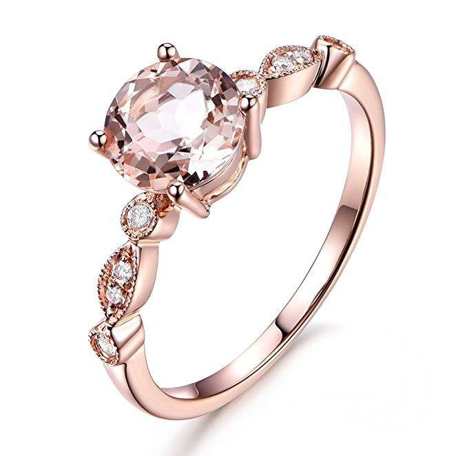 Sale Antique Design 1.25 Carat Peach Pink Morganite and Diamond Engagement Ring in 10k Rose Gold Jewelry