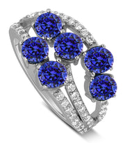 Unique 2 Carat blue Sapphire and Moissanite Diamond Ring for Women