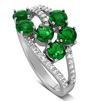 Unique 2 Carat Green Emerald and Moissanite Diamond Ring for Women