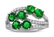 Unique 2 Carat Green Emerald and Moissanite Diamond Ring for Women