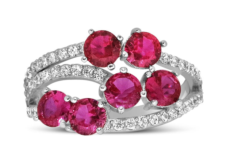 Unique 2 Carat Red Ruby and Moissanite Diamond Ring for Women