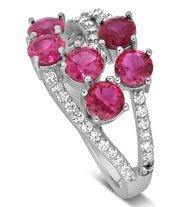 Unique 2 Carat Red Ruby and Moissanite Diamond Ring for Women