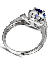 Vintage 1.50 Carat Blue Sapphire and Moissanite Diamond Art Nouveau Engagement Ring in 10k White Gold